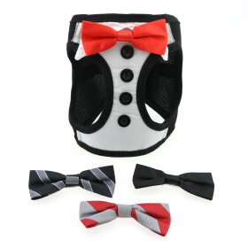 American River Ultra Choke Free Dog Harness (Color: Tuxedo with 4 Interchangeable Bows, size: XX-Small)