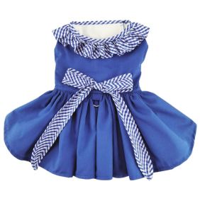 Blue Gingham Dog Dress with Matching Leash (size: X-Small)