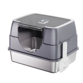 Fully Enclosed Stainless Steel Cat Litter Box White - 2025 Top Pick, Odor Lock, No Litter Scatter, Easy Clean (Option: Gray)