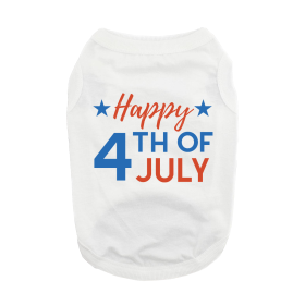 Happy 4th of July Dog Shirt (Color: White, size: X-Small)
