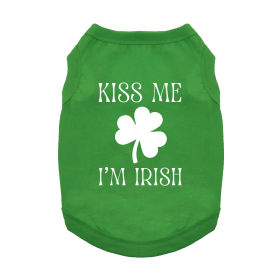 Kiss Me I'm Irish Dog Shirt (Color: Emerald Green, size: X-Small)