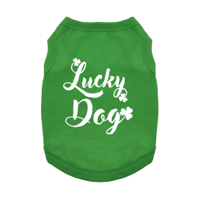 Lucky Dog Dog Shirt (Color: Emerald Green, size: X-Small)