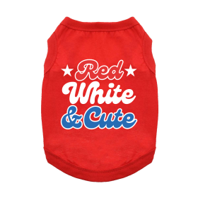 Red White and Cute Dog Shirt (Color: Flame Scarlet Red, size: X-Small)